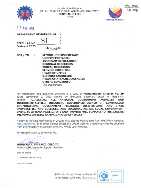dpwh uniform 2023|Department Memorandum Circulars .